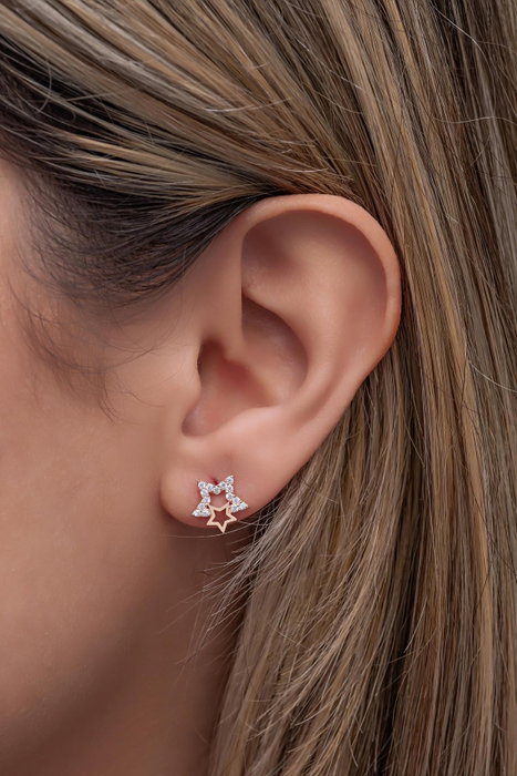 Heliophilia Silver Pendientes de Plata de Ley 925 con Baño de Oro Rosa y Circón Heliophilia Silver Pendientes de Plata de Ley 925 con Baño de Oro Rosa y Circón